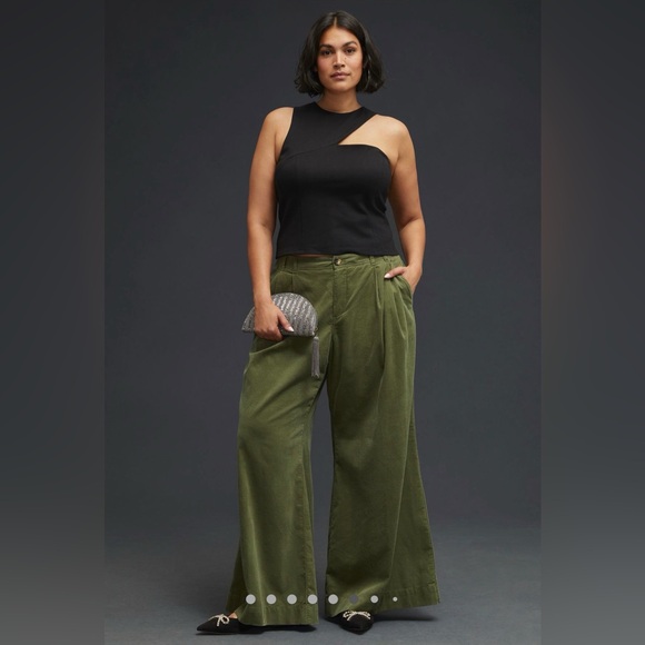 By Anthropologie Pleated Wide Leg Corduroy Trousers - Picture 2 of 12